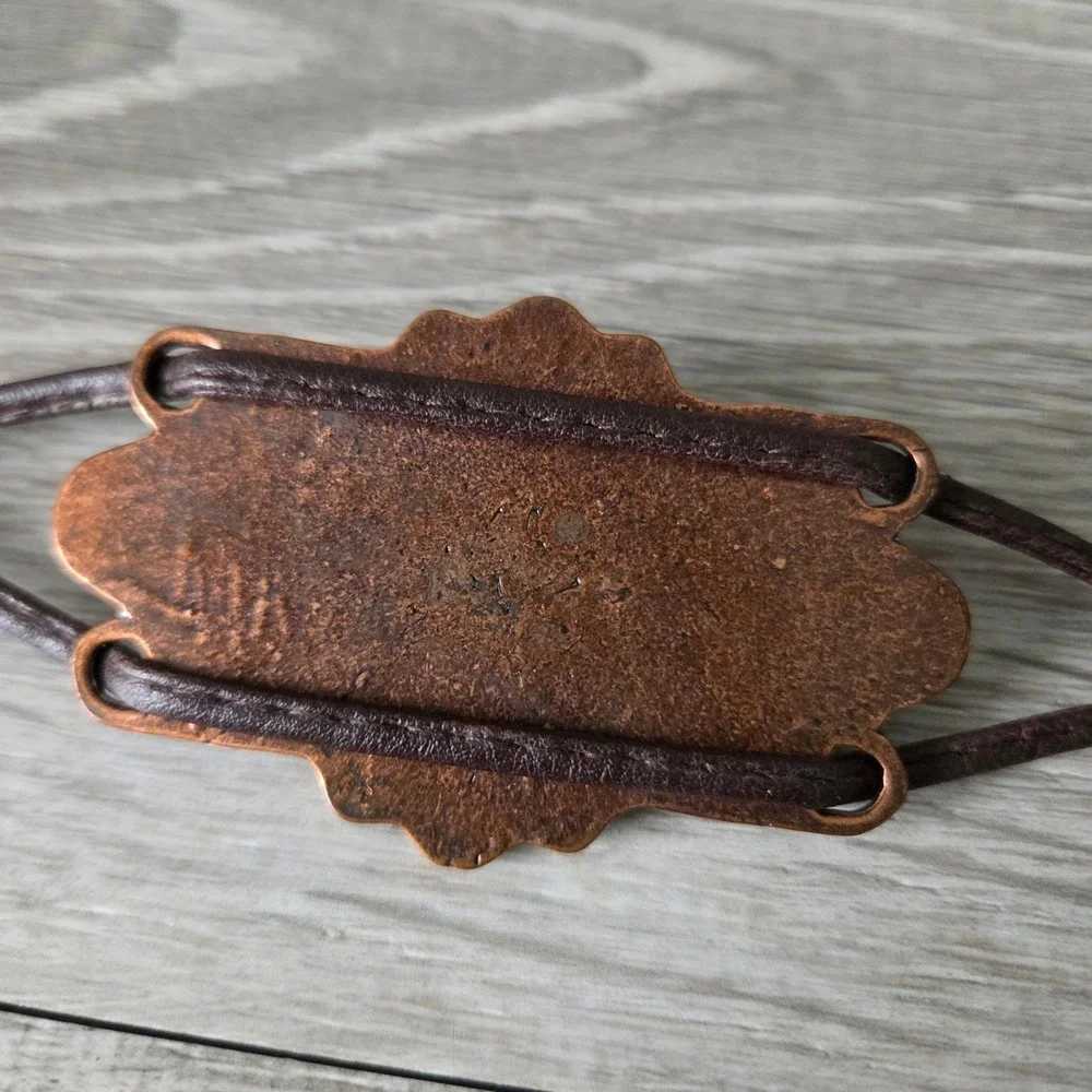 Boho Amber Stone Medallion Tie Belt Brown Faux Leather Western Festival Waist 28